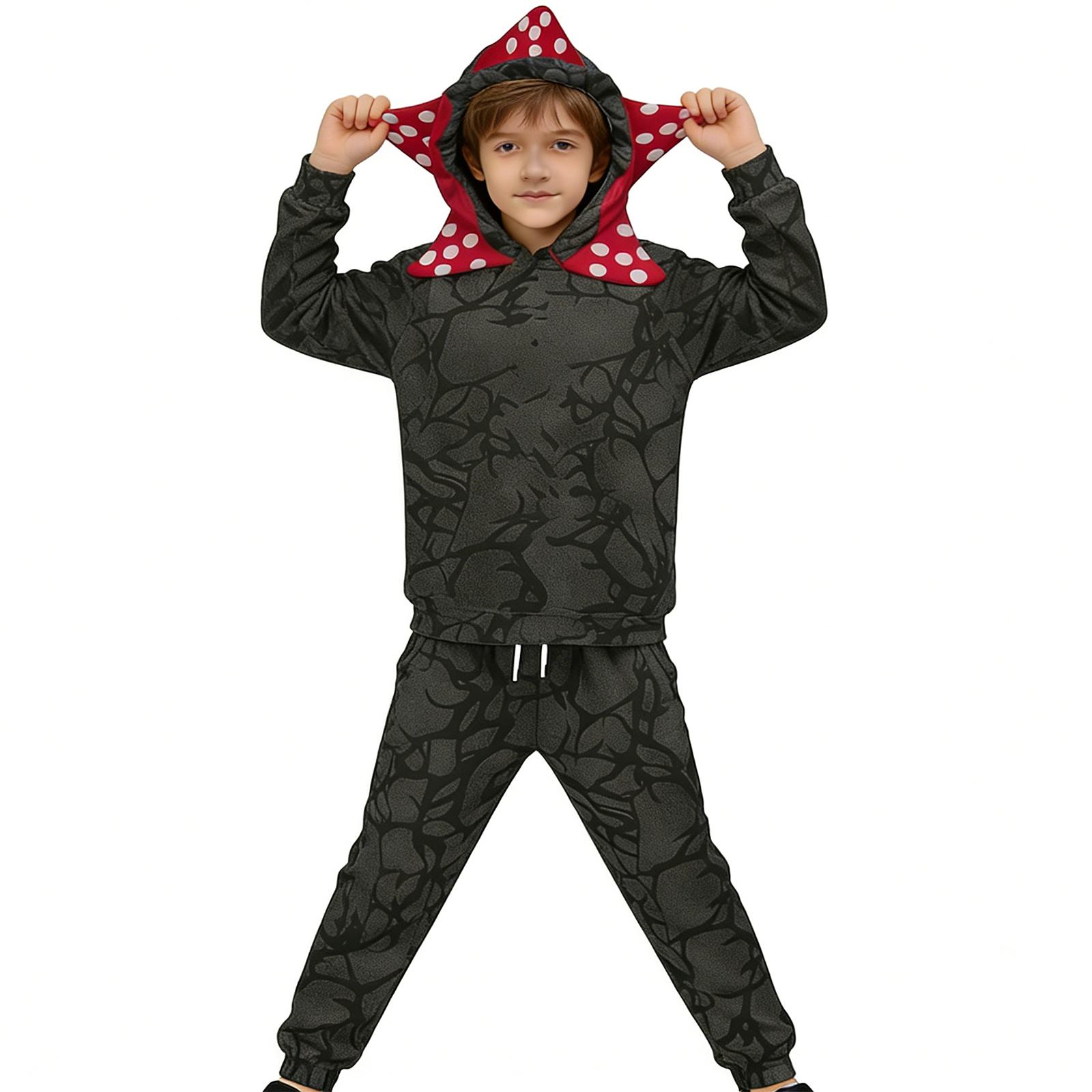 Детский повседневный модный комплект худи и спортивных штанов 100 чёрный