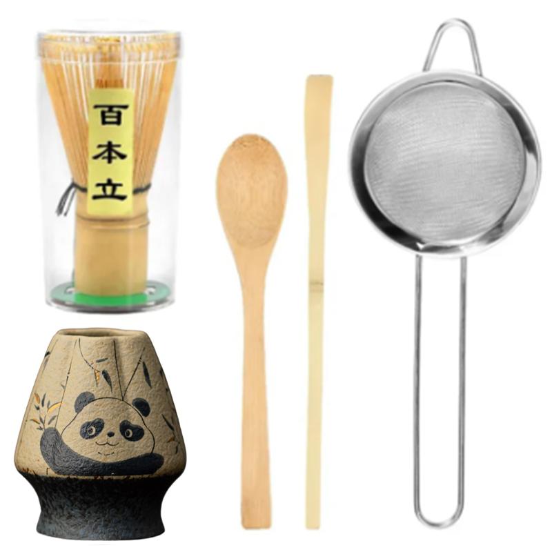 1/5pcs Matcha Set Bamboo Whisk Tea Spoon Ceramic Fittings Matcha Whisk (Chasen) Tea Spoon And Scoop (Chashaku) Tea-making Tool