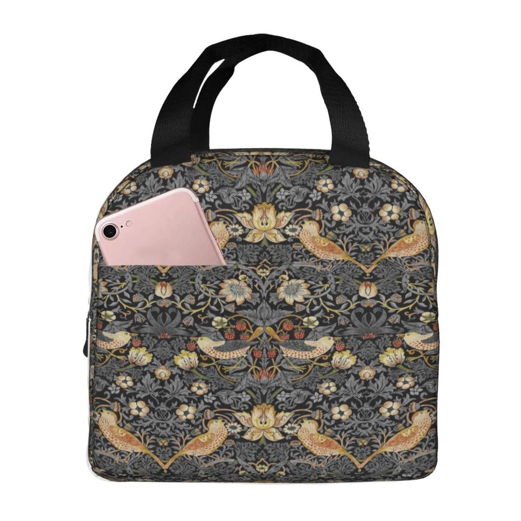 William Morris Strawberry Thief Insulated Lunch Bag for Women Children Portable Food Boxes Thermal Lunch Box Tote