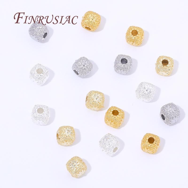 5.5mm 18K Gold Plated Brass Square Beads For Beading,Metal Separator Beads For Bracelets Accessories,DIY Jewelry Making Supplies