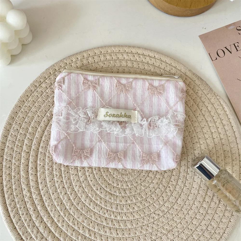 Lace Floral Coin Purse Niche Portable Key Earphones Lipstick Storage Bag Girls Coin Pouch Kids Zipper Cute Purse Small Wallet