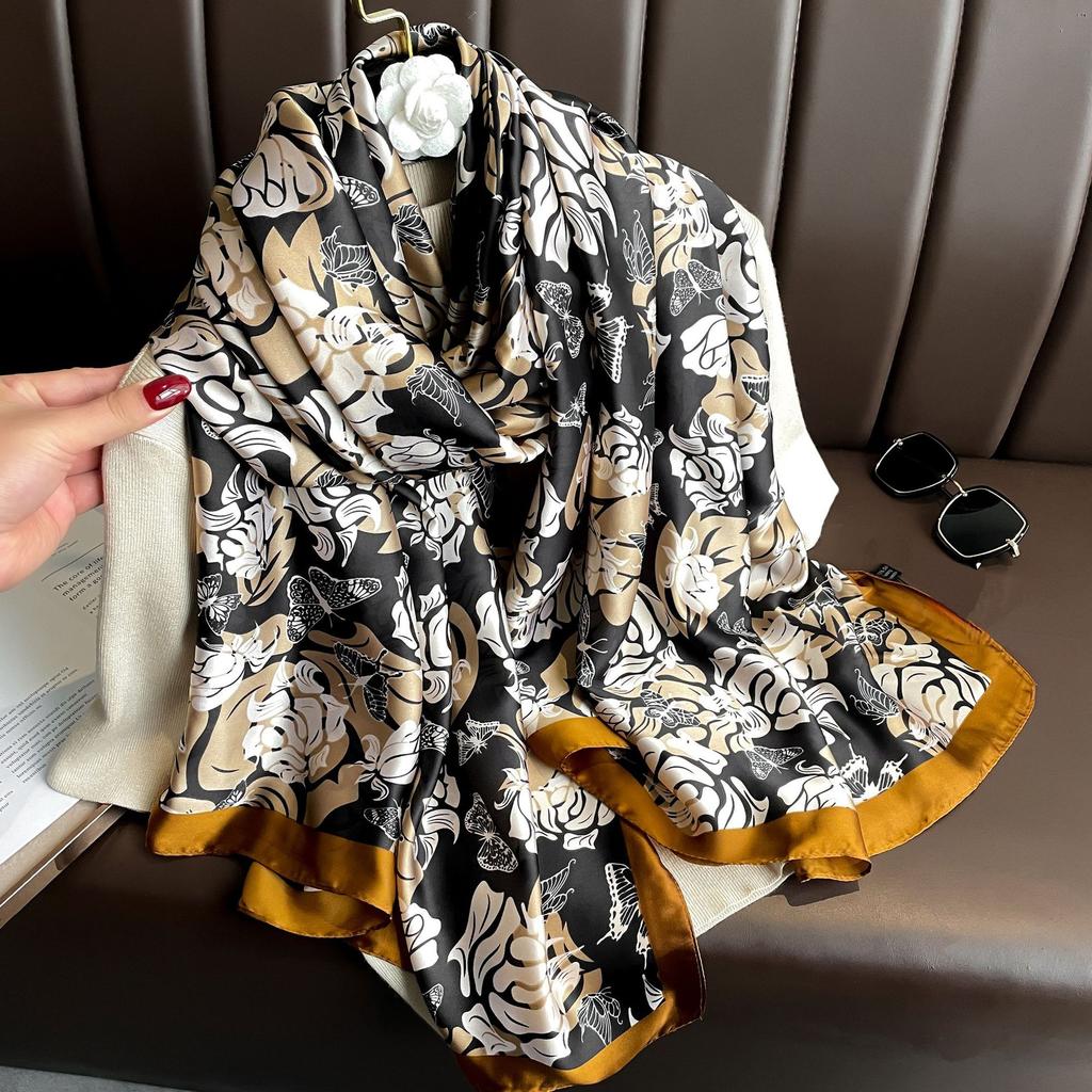 Neuer langer Schal Lijin geschmiedeter bedruckter Seidenschal hochwertiger Satin Oberbekleidung Schal Damen Schal