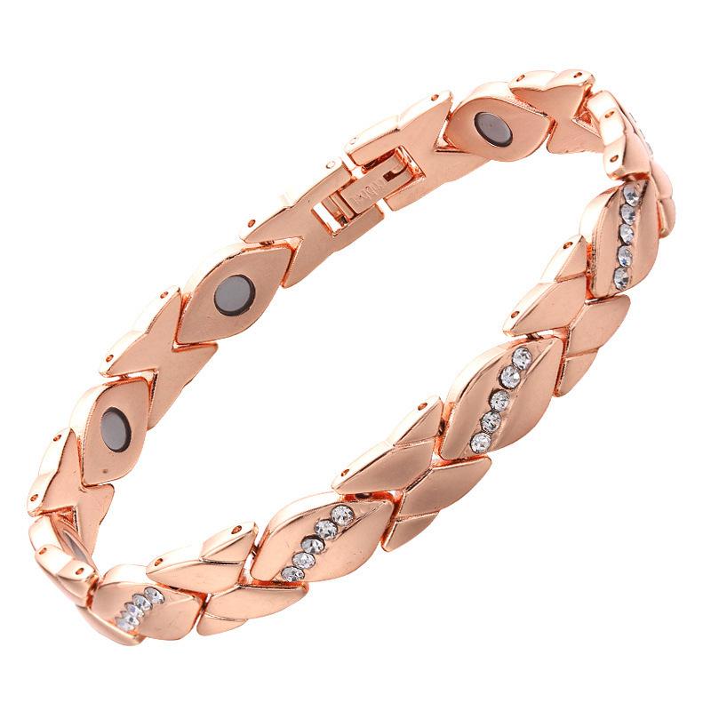Red Copper Diamond Leaf Bracelet Niche Light Luxury Length Adjustable Ancient Red Copper Brushed Magnet Bracelet