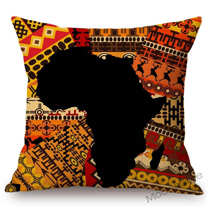 Africa Map Geometrics Home Decorative Sofa Throw Pillow Cover Nordic Cotton Linen African Pattern Cushion Cover Case Mudcloth
