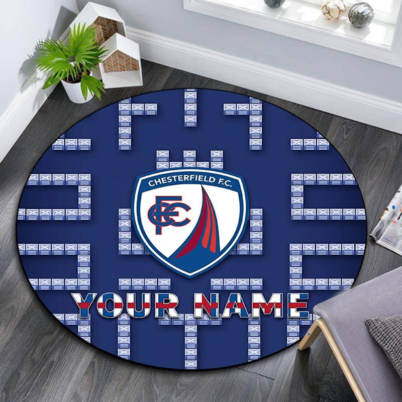Custom Name Chesterfield F.C Round Area Rug,Carpet Rug for Living Room Bedroom Sofa Playroom Decor,Non-slip Floor Mat