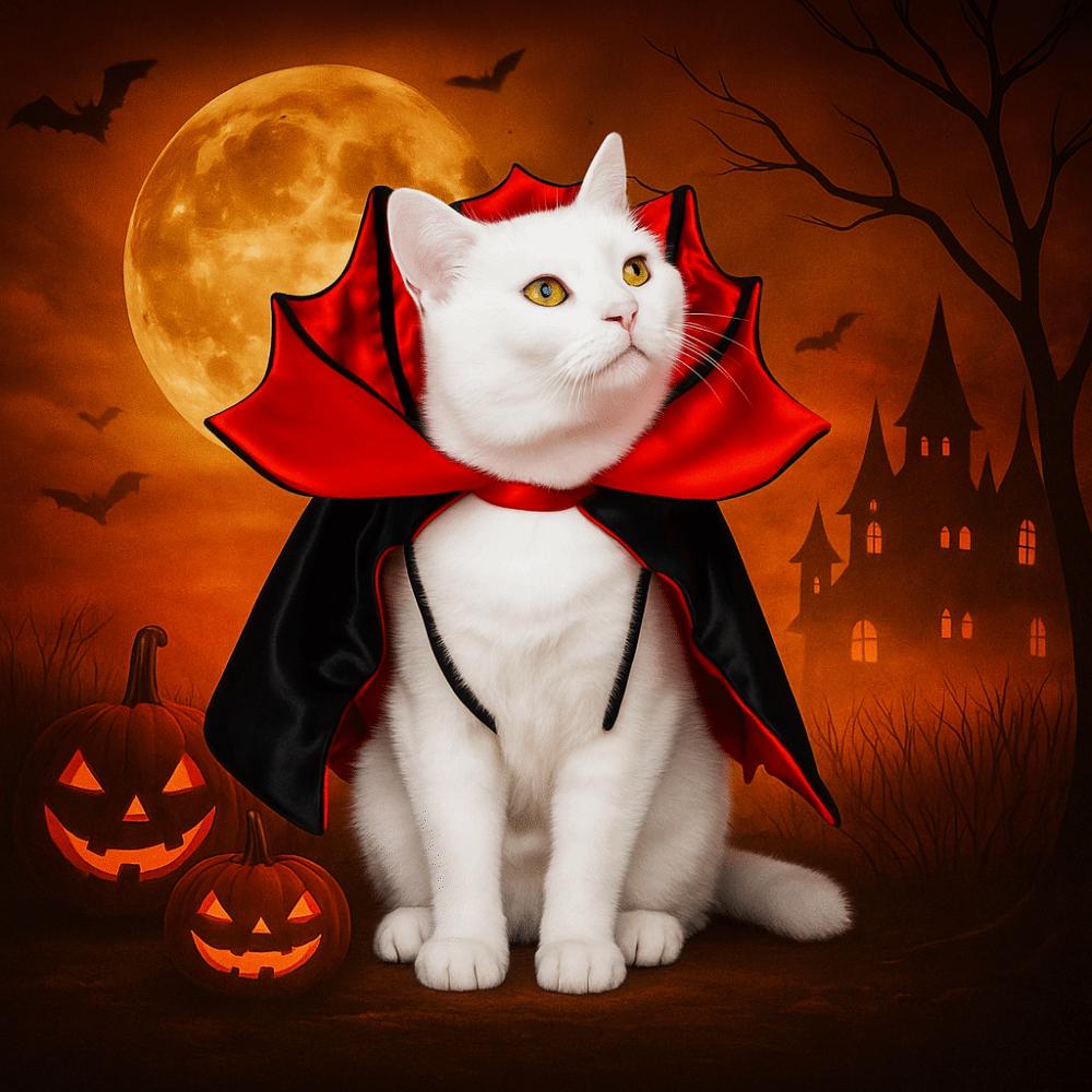 Adjustable Cat Cosplay Cloak Stand-collar Kitten Dress Funny Halloween Pet Costume  Cat