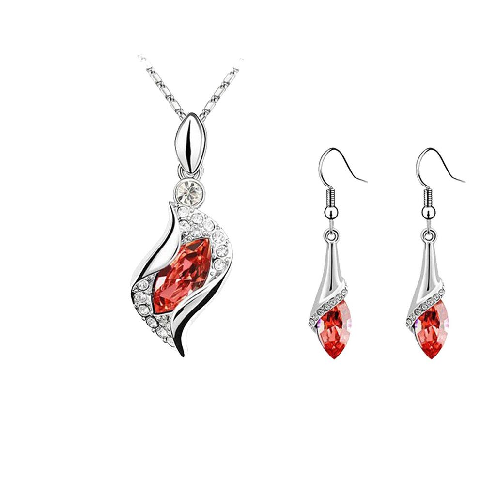 Boucles d'oreilles longues en forme de larme bleue, collier pendentif en cristal d'autriche à la mode