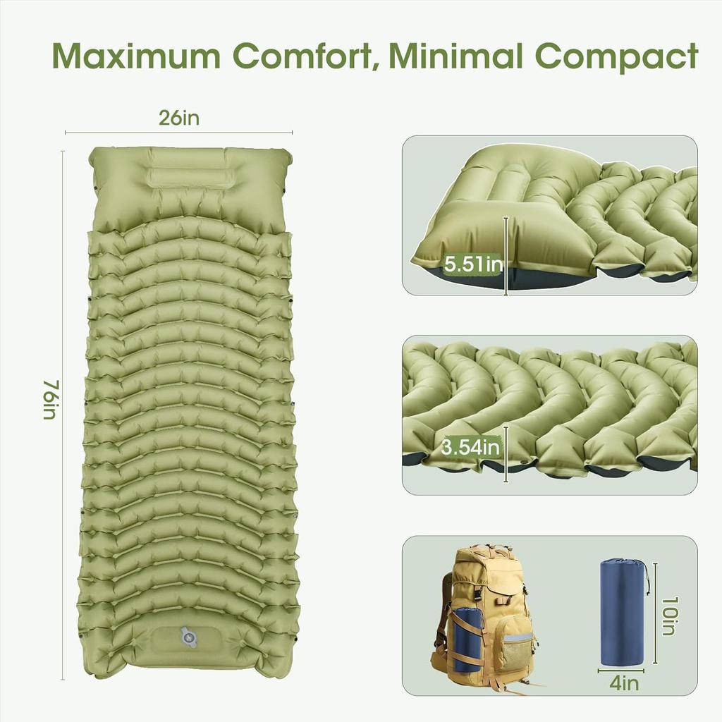 High Quality Lightweight Self-Inflating Sleeping Pad for Backpacking & Trekking Waterproof Portable Camping Mattress