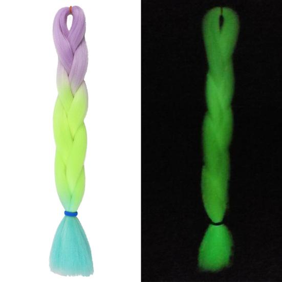 Yousheng Świecący Warkocz Kolor Gradientowy Świecący w Ciemności Dekoracyjny Antypoślizgowy Widoczny Warkocz Włosy Syntetyczne Neonowy Świecący Jumbo Warkocz Kucyk