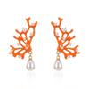 Holiday Style Coral Faux Pearl Starfish Tassel Earrings