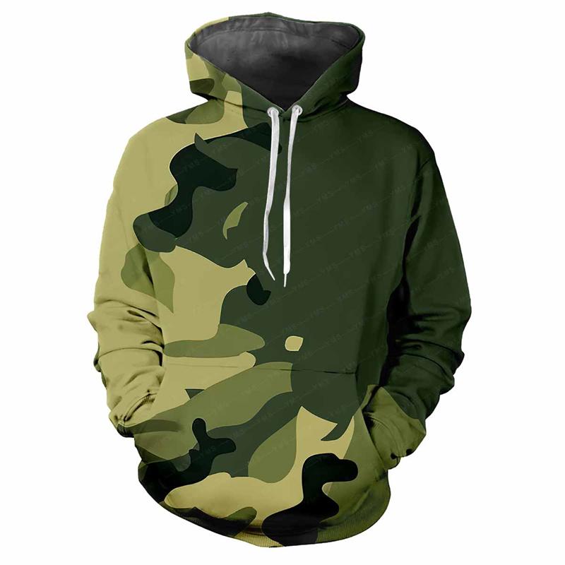 Толстовка с капюшоном Jungle Camouflage 3D Printed Spring Autumn Street Sweatshirt Свободная повседневная спортивная верхняя одежда для детей Классические камуфляжные толстовки с капюшоном 5XL