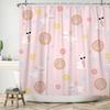 Waterproof Easter Theme Shower Curtain Bunny Easter Eggs Floral Basket Watercolor Check Pattern Design Spring Bathroom Decor