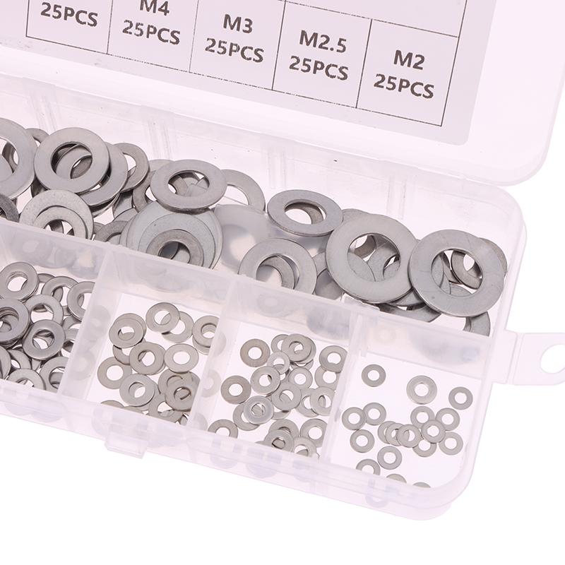 180Pcs Stainless Steel Sealing Solid Gasket Washer M2 M2.5 M3 M4 M5 M6 M8 M10 Sump Plug Oil For General Repair Seal Ring Set