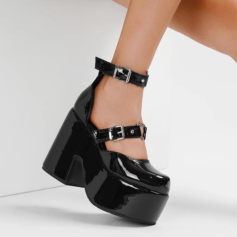 New Thick-heeled Waterproof Platform Round Head Rivets 12cm High-heeled Women's Large-sized Hollow Sandals Plus Size 34-43