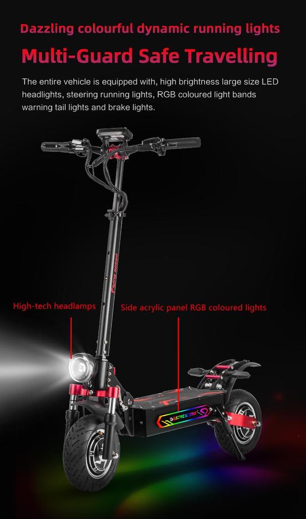 BOYUEDA Q7 Pro Max 1600W Dual Motor Electric Scooter - 70KM/H, 110KM Range, 10" Tires, Foldable Design
