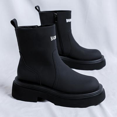 English Style Thick Soled Mid-top Chelsea Boots All-match Male High Top Shoes Leather New Arrival Desert Boots