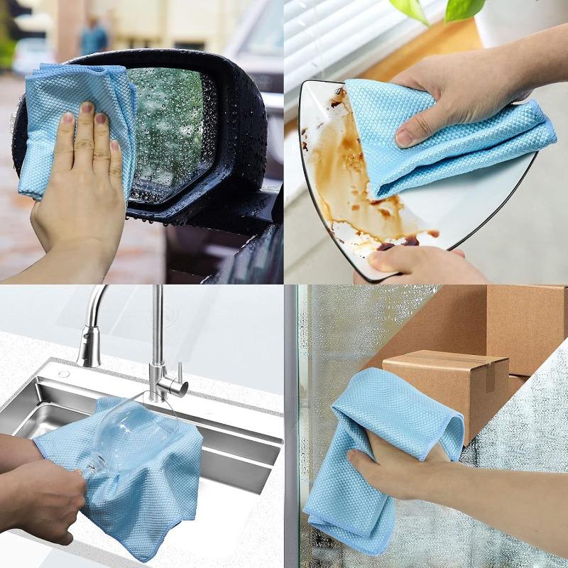 Nanoscale Microfiber Glass Cleaning Cloth Reusable Glass Window Mirror Streak-Free Towel for Home Kitchen Dish Wine Glass Clean