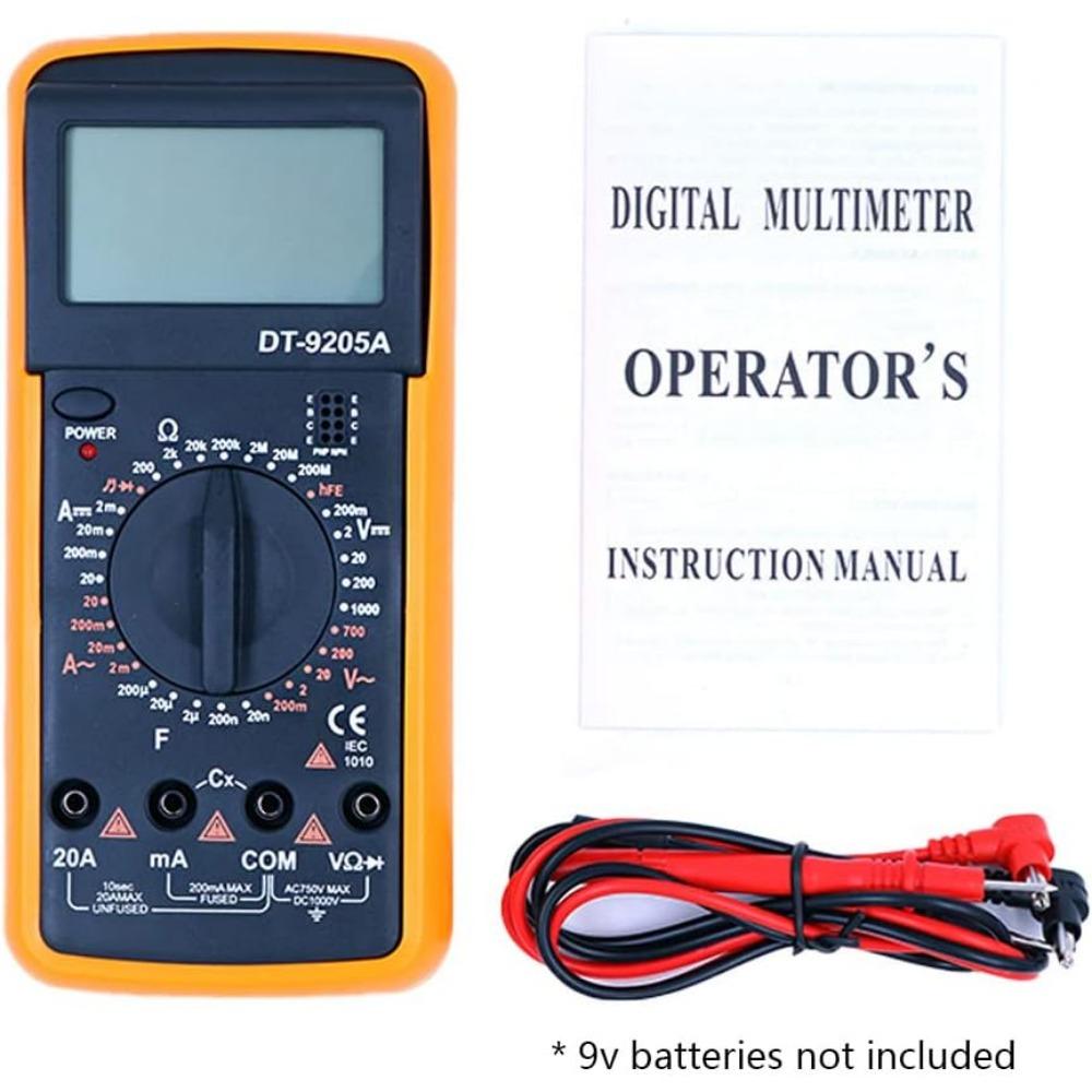 

Вольтметр змінного/постійного струму Мультиметр Діод Транзистор Інструменти для вимірювання безперервності звуку Вольт Омметр Цифровий амперметр Омметр Електрики з підсвічуванням LCD 19*9*3.3cm жовтий/чорний