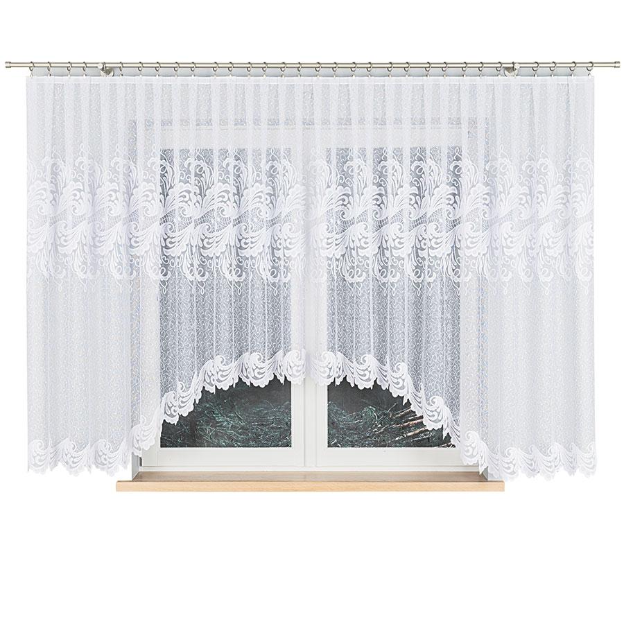 Iwona - Ready-made Jacquard Curtain with Bottom Trim - - White