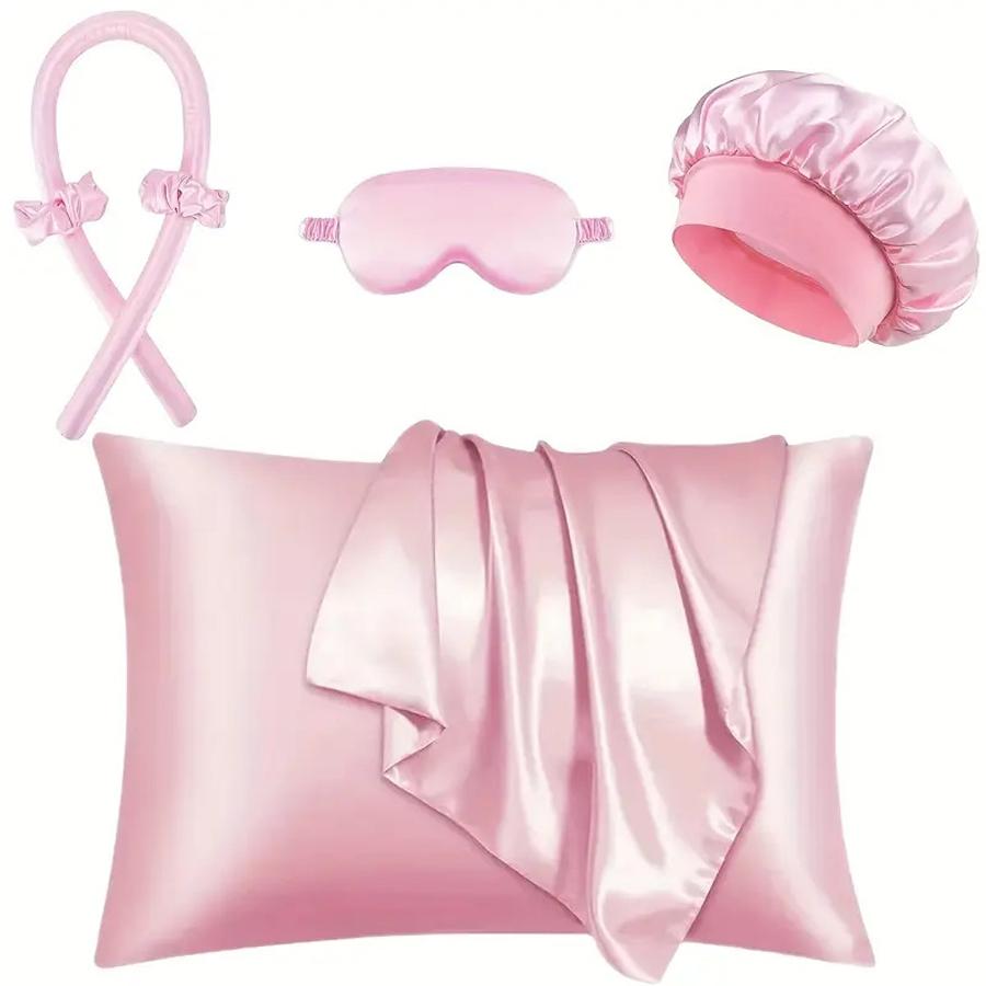 New Lazy Summer No-Heat Curling Wand Set For Women Cool Silky Curls Kit With Shower Cap & Eye Mask Easy Styling Hair Tool