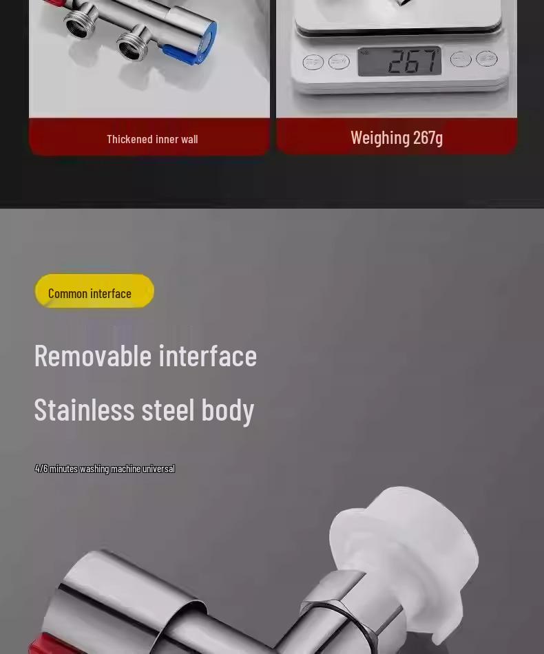Dual-Outlet Washing Machine Faucet Diverter Valve for Easy Water Distribution