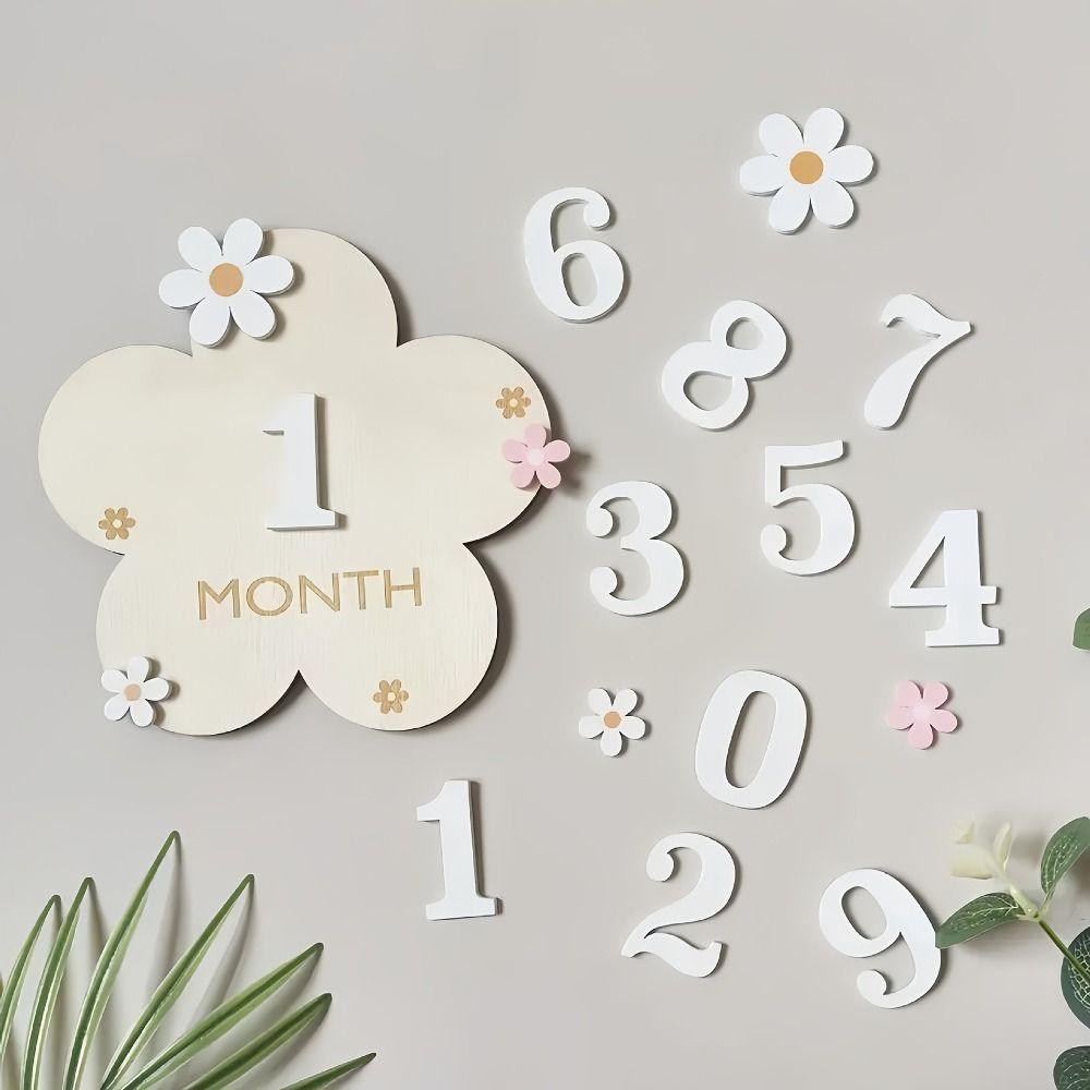 3D Monthly Milestone Sign Cards Wooden 1-12 Months Babies Milestone Birthday Sign Babies Announcement Sign Photo Prop