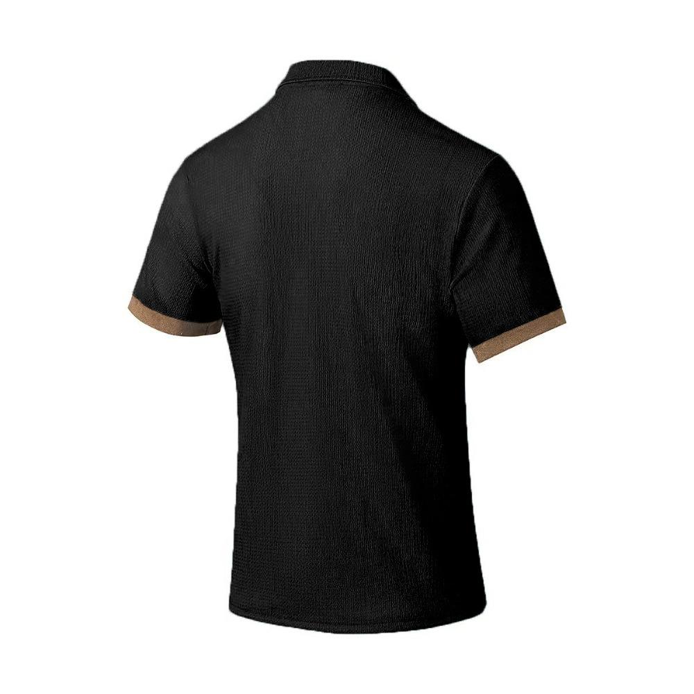Men's Fashion Solid Polo Shirts Short Sleeve Turn-down Collar Soft Comfortable Simple T-shirt Top