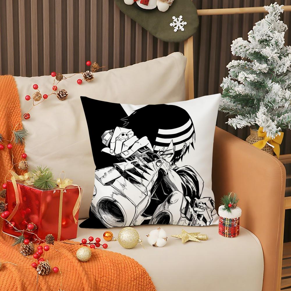 Hot Anime S-Soul EaterS Pillow Case Anti-dustmite Pillow Invisible zipper silky short plush Sofa cushion cover