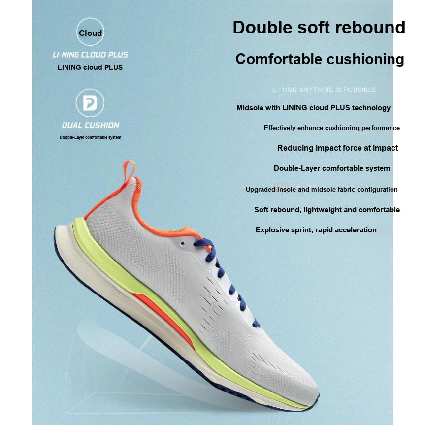 Li Ning Kids Fitness Test Shoes Comfortable Low Top Running Shoes Kids Shoes White Orange YRMU001-4