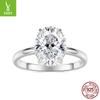 3.5 Carat Zircon Val Cut Engagement Ring Luxury Sparkle S925 Sterling Silver Ring