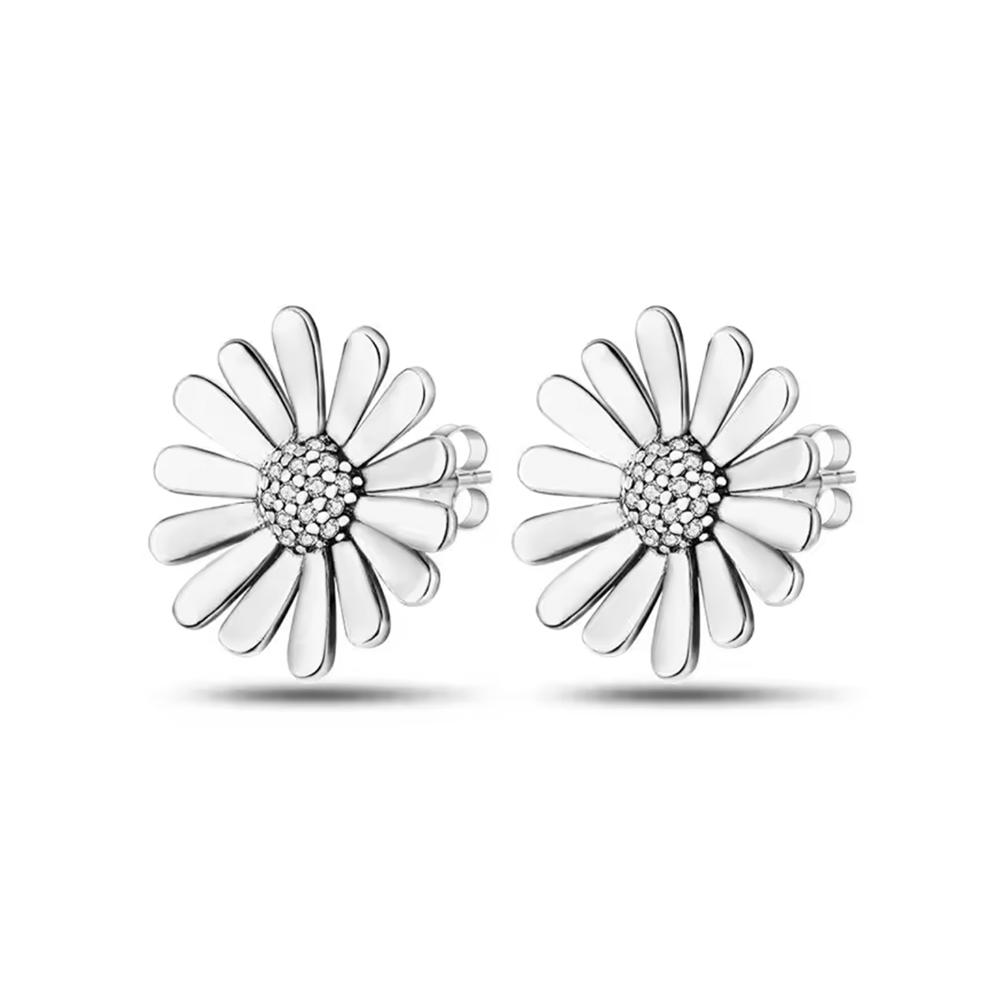 925 Sterling Silver Stud Earrings Set Circle/Zircon/Pearl/Daisy/Teardrop/Soccer Design Multi-Style Vintage Jewelry for Women