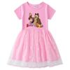 Korean Style Girls' Dress: Short Sleeve Summer & Long Sleeve Spring/Autumn Edition with Stars, Rainbow Sequins, and Mesh Pleated Princess Design.