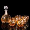Flavinmci Diamond Golden Crystal Whiskey Decanter & Glasses Set (7-Piece)