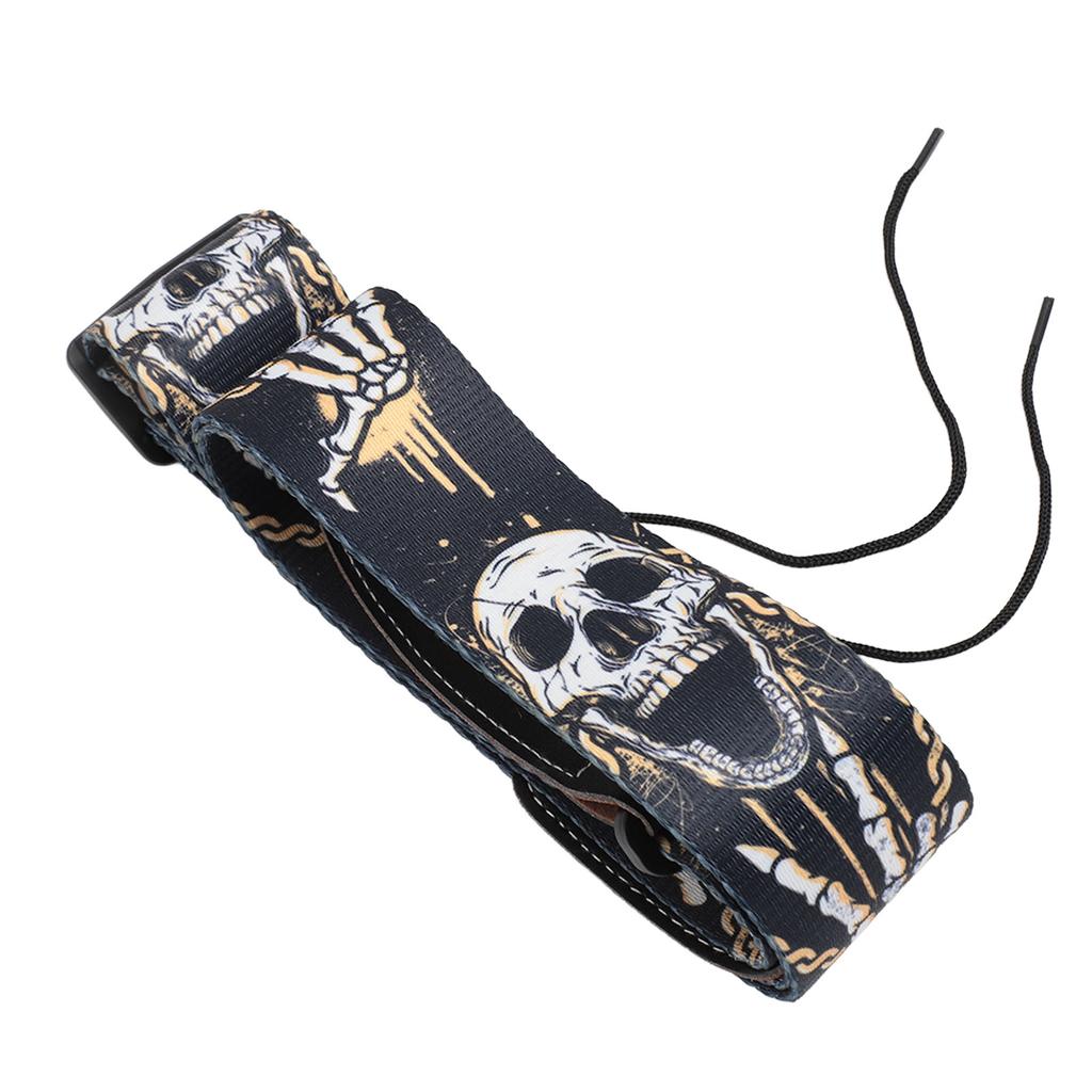 Guitar Strap Cool Skeleton Design Adjustable 2 Inches Wide Polyester Guitar Strap for Bass Electric