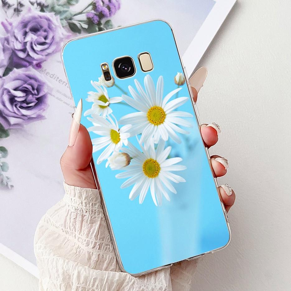 For Samsung Galaxy S8 Plus Case SM-G955F Luxury Flowers Painted Cover Soft Slim Phone Case For Samsung S8 S8+ GalaxyS8 Plus Bags