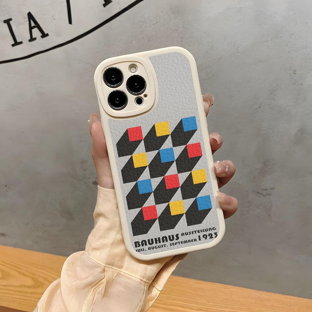 Geometric Bauhaus Art Phone Case For Iphone 15 Pro Max 16 Plus 14 Pro 11 13 12 Mini X Xr Xs 7 8 Se Lambskin Cover