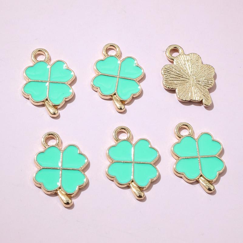 20pcs 18x12mm Enamel Clover Charms Pendant Alloy Metal DIY Jewelry Making Accessories Findingsn for Bracelet Earrings Necklace
