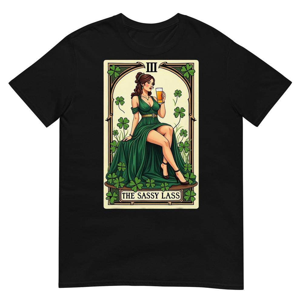 Смешная футболка унисекс на День святого Патрика «Дерзкая девчонка» с картой Таро XL