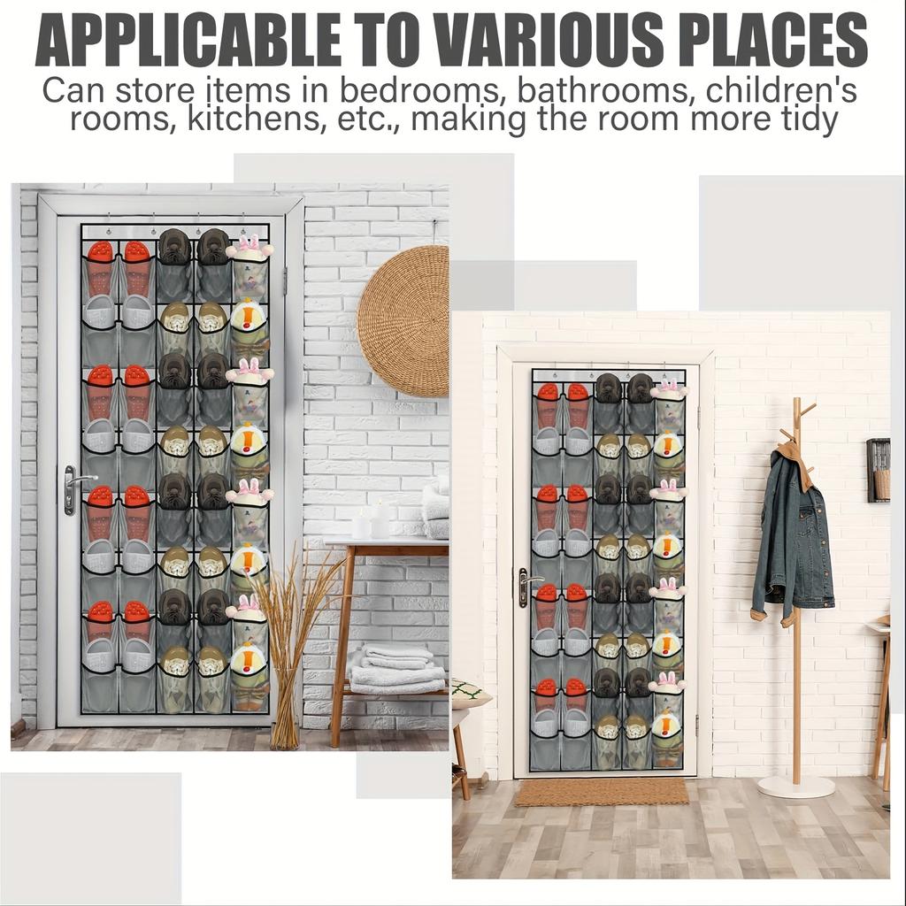 40-Pocket Over-Door Organizer, Grid Shoe Holder. For Bedroom, Bathroom, Closet & Office. Space-Saving Storage Solution.