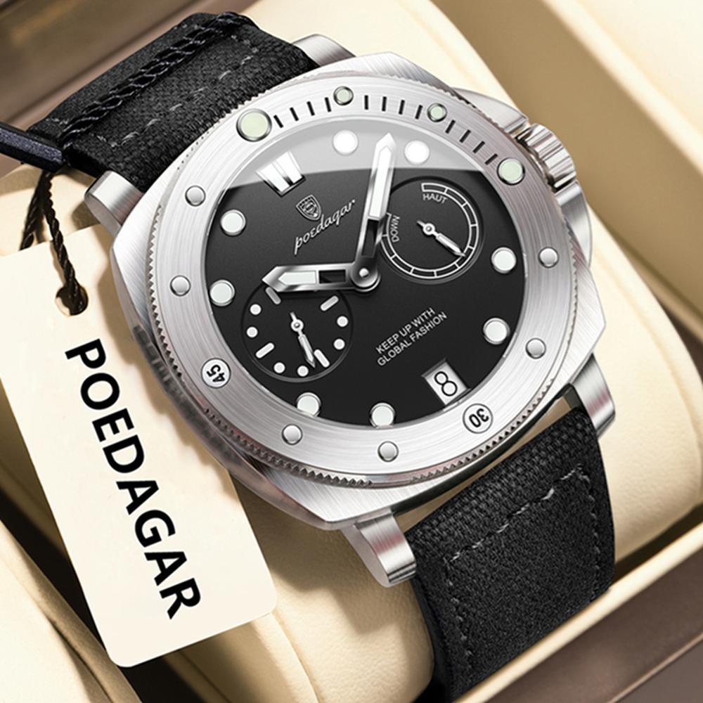 POEDAGAR High Quality Military Watch For Man Waterproof Luminous Date Fashion Men Clock Nylon Leather Quartz Watches