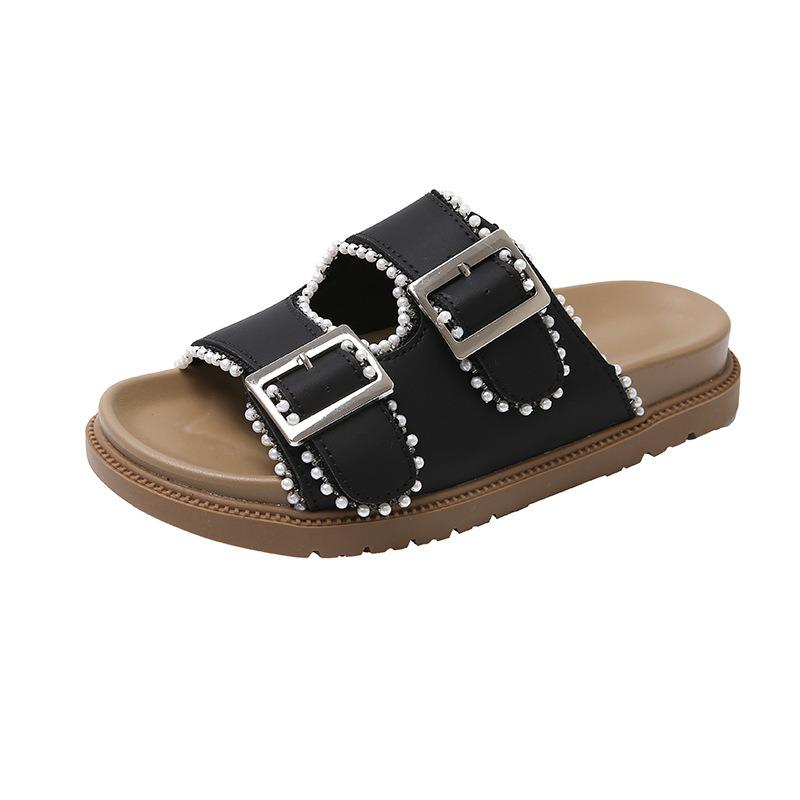 

Slippers women s outer wear summer new fashion trendy with one-word drag casual beach cool slippers women 40 чёрный