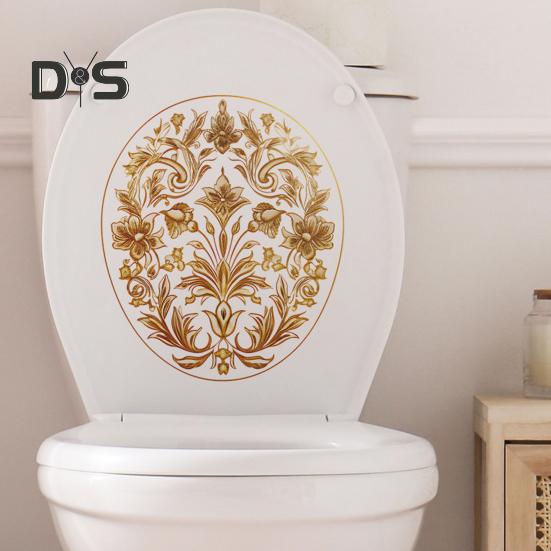 Naklejka na toaletę w stylu vintage kwiatowa zdejmowana samoprzylepna wodoodporna naklejka ścienna z PVC do salonu łazienka naklejka dekoracyjna na pokrywę sedesu