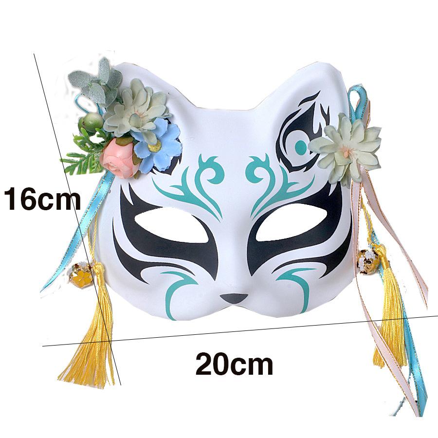Anime Demon Fox Mask Cosplay Party Hand-painted Japanese Half-face Mask Masquerade Kabuki Role-playing Props