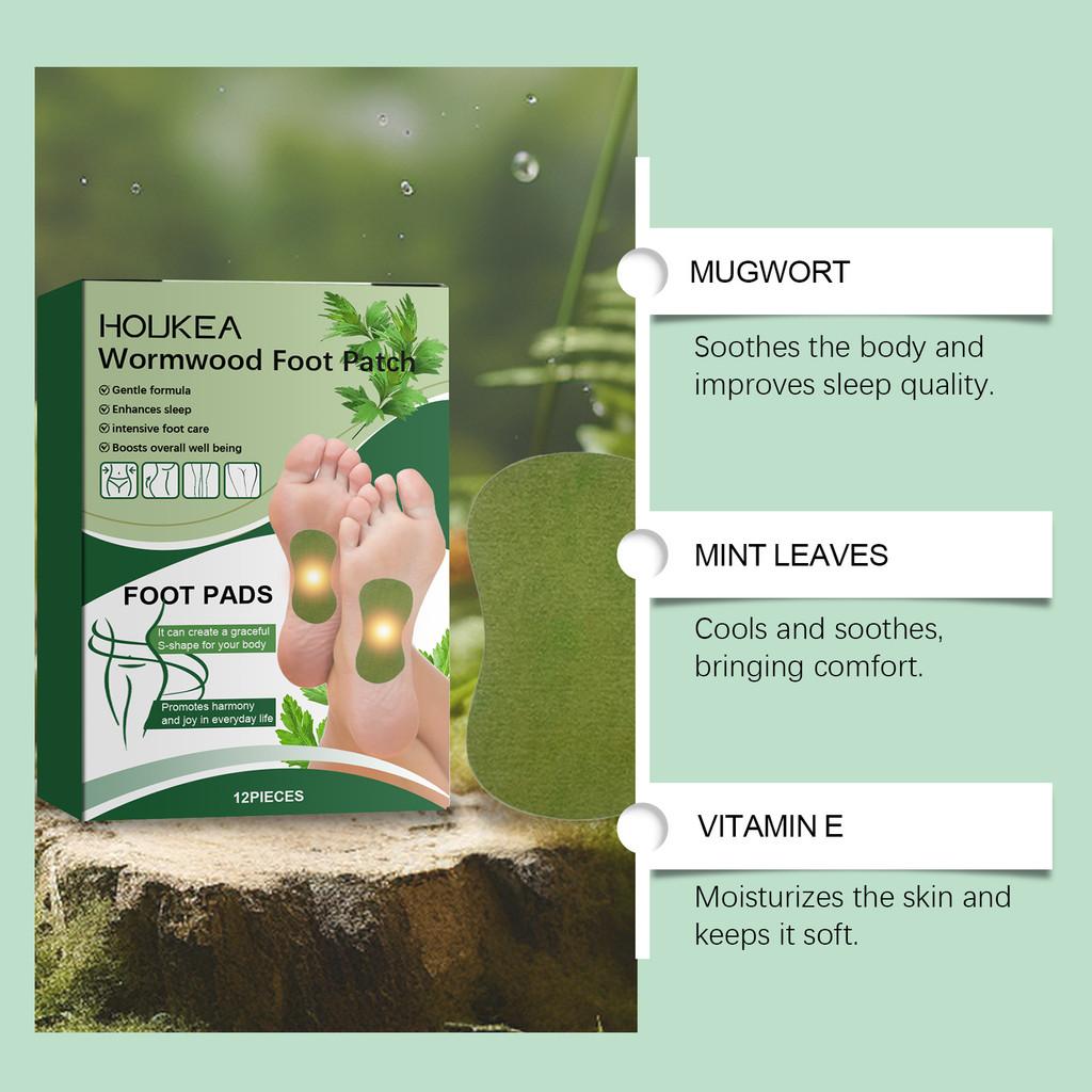 Premium Houkea Mugwort Foot Patches For Gentle Nourishing Foot Care 12 Pieces