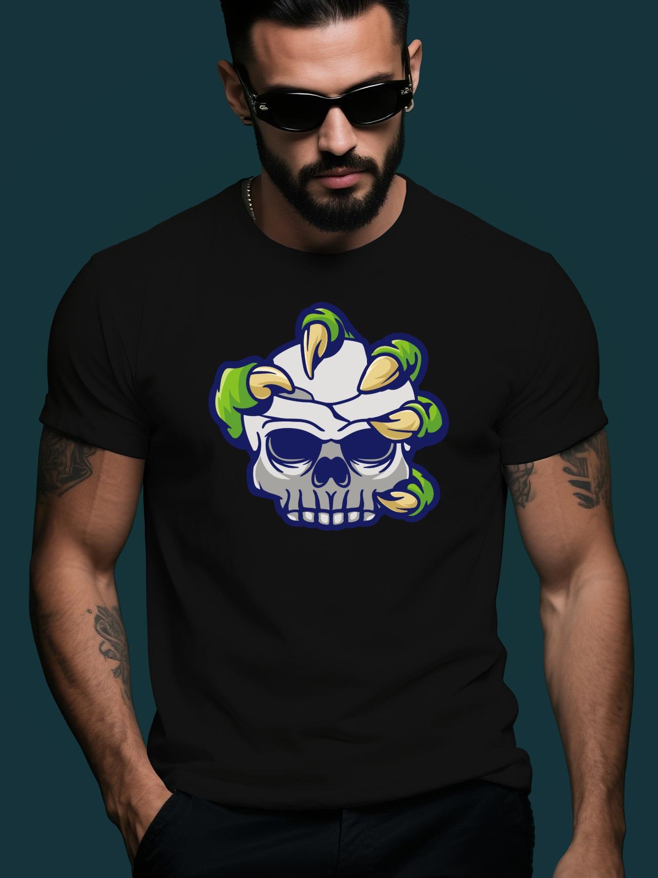 Devil Claw Skull Trendy Streetwear Summer Casual Round Ne... L