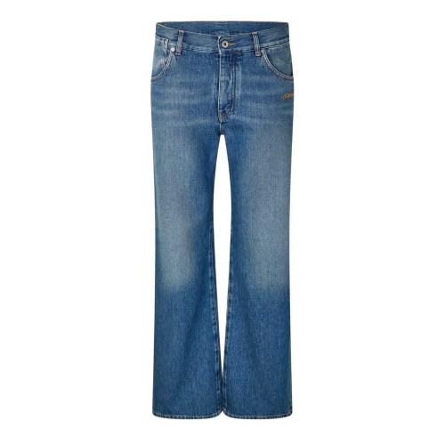 Off White Mens Wide Leg Relaxed Fit Jeans