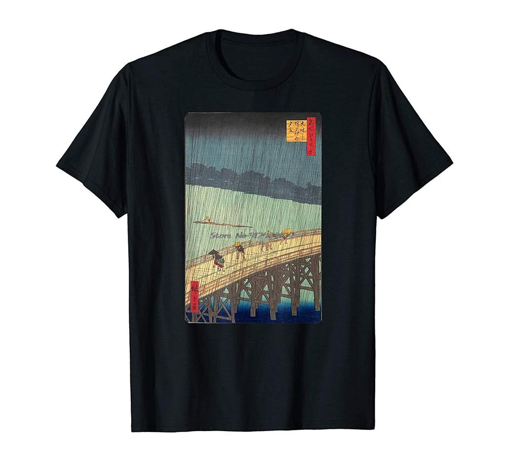 Vintage Famous Japanese Woodblock Art Sudden Shower Stylish T-Shirt Men Cotton O-neck Tshirt Hip Hop Tees Streetwear Harajuku
