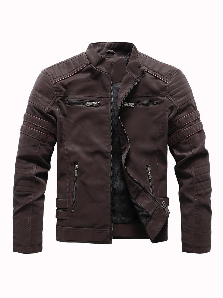 Men's Slim Fit Frosted Leather PU Motorcycle Jacket - Stylish Autumn & Winter Wear