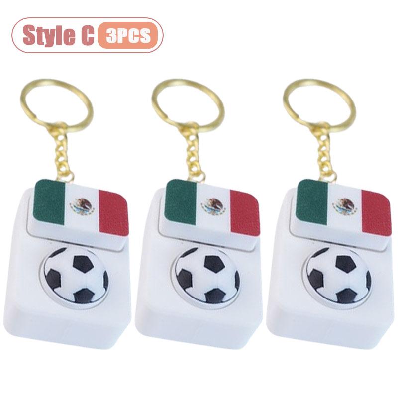 1-10PCS Soccer Fan Collectible Keychain Spinning Clicker Stress Relief Fidget Toy with Flag Pendant Memorial Gift
