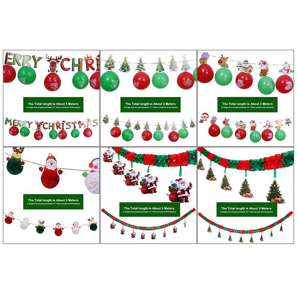 Three-dimensional Hollow Christmas Banner Paper Flowers Creative Design Christmas Decoration Ceiling Layout Honeycomb Paper